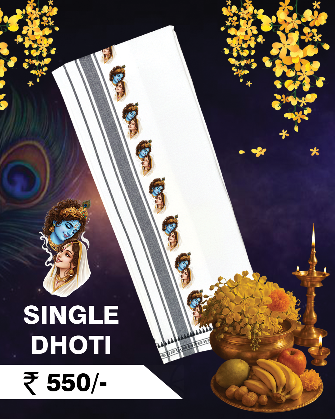 Thumbnail of Krishna Radha Single Dhoti