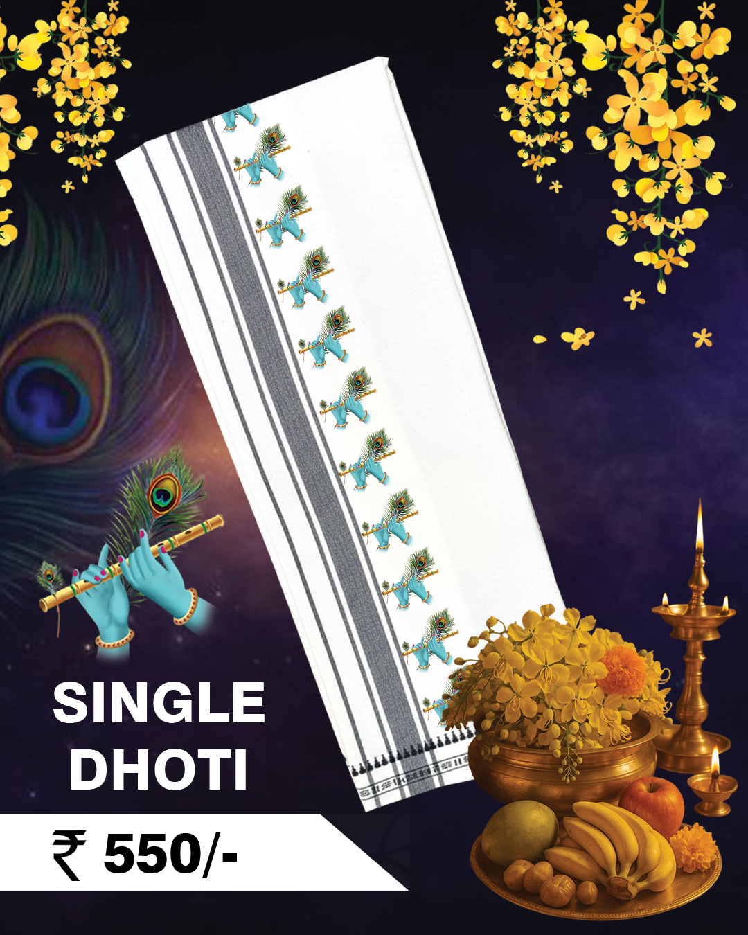 Krishna Hand Single Dhoti