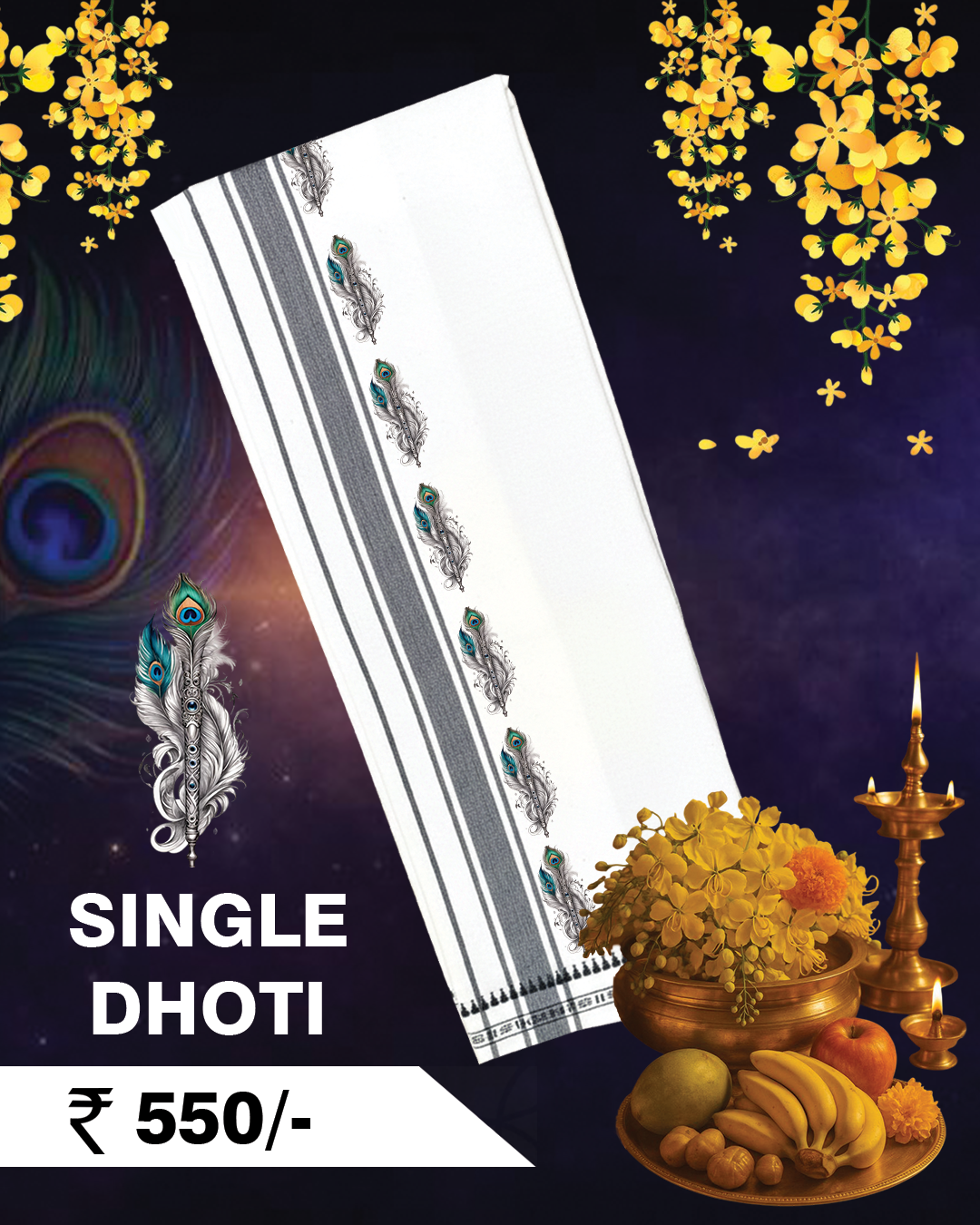Thumbnail of Krishna Flute Single Dhoti