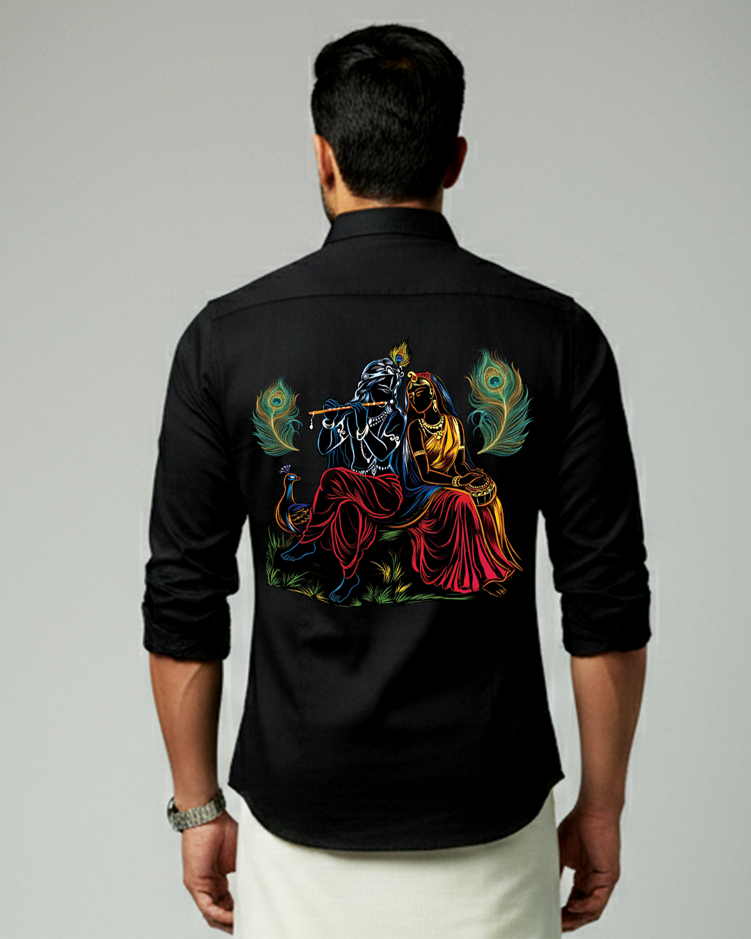 Krishna Radha Neon Back