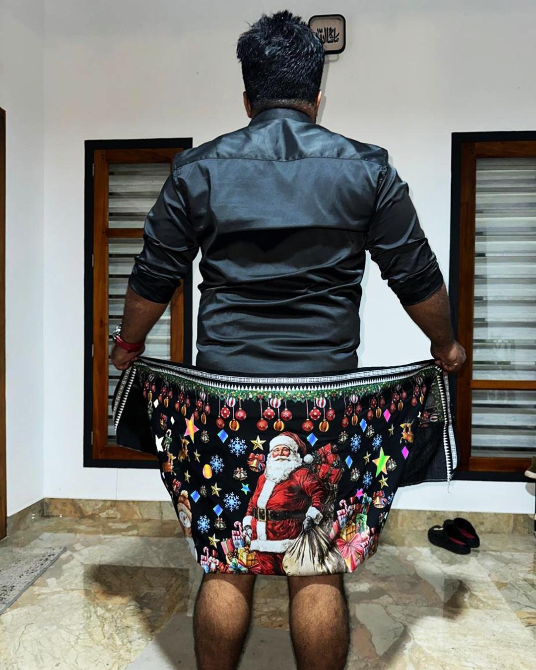 Xmas Dhoti Reflection Black