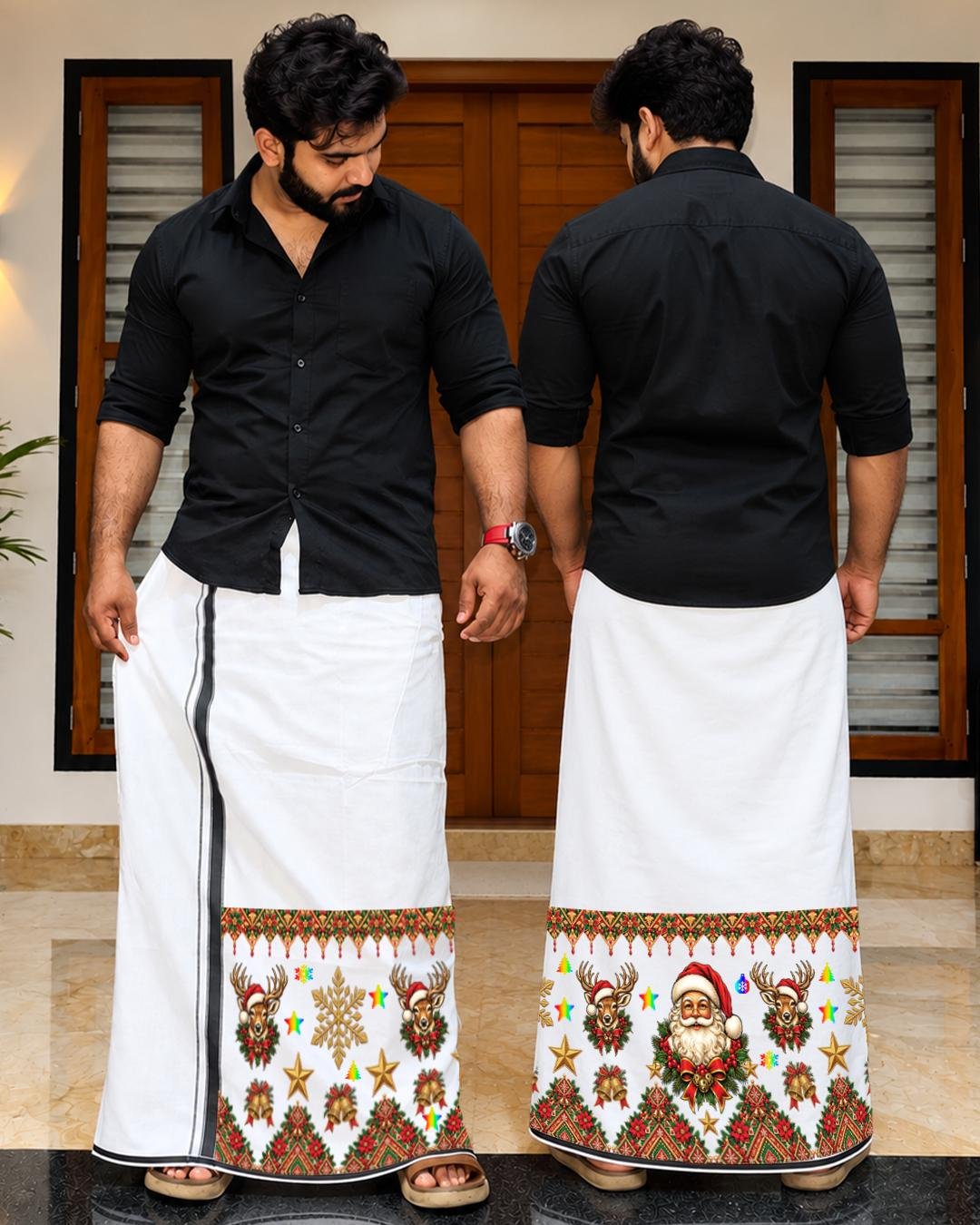 Xmas Dhoti Reflection White 2