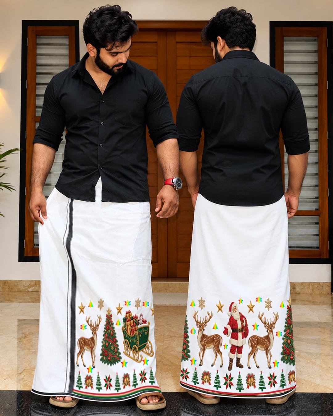 Xmas Dhoti Embroidery Model Reflection
