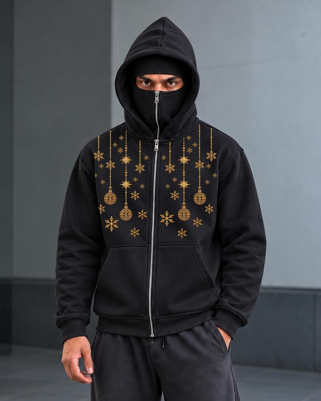 Golden Christmas Mask Hoodie